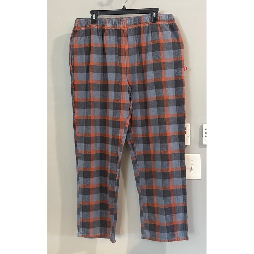 Woolrich Mens Plaid‎ Flannel Pajama Pants Lounge Sleepwear L Gray Orange